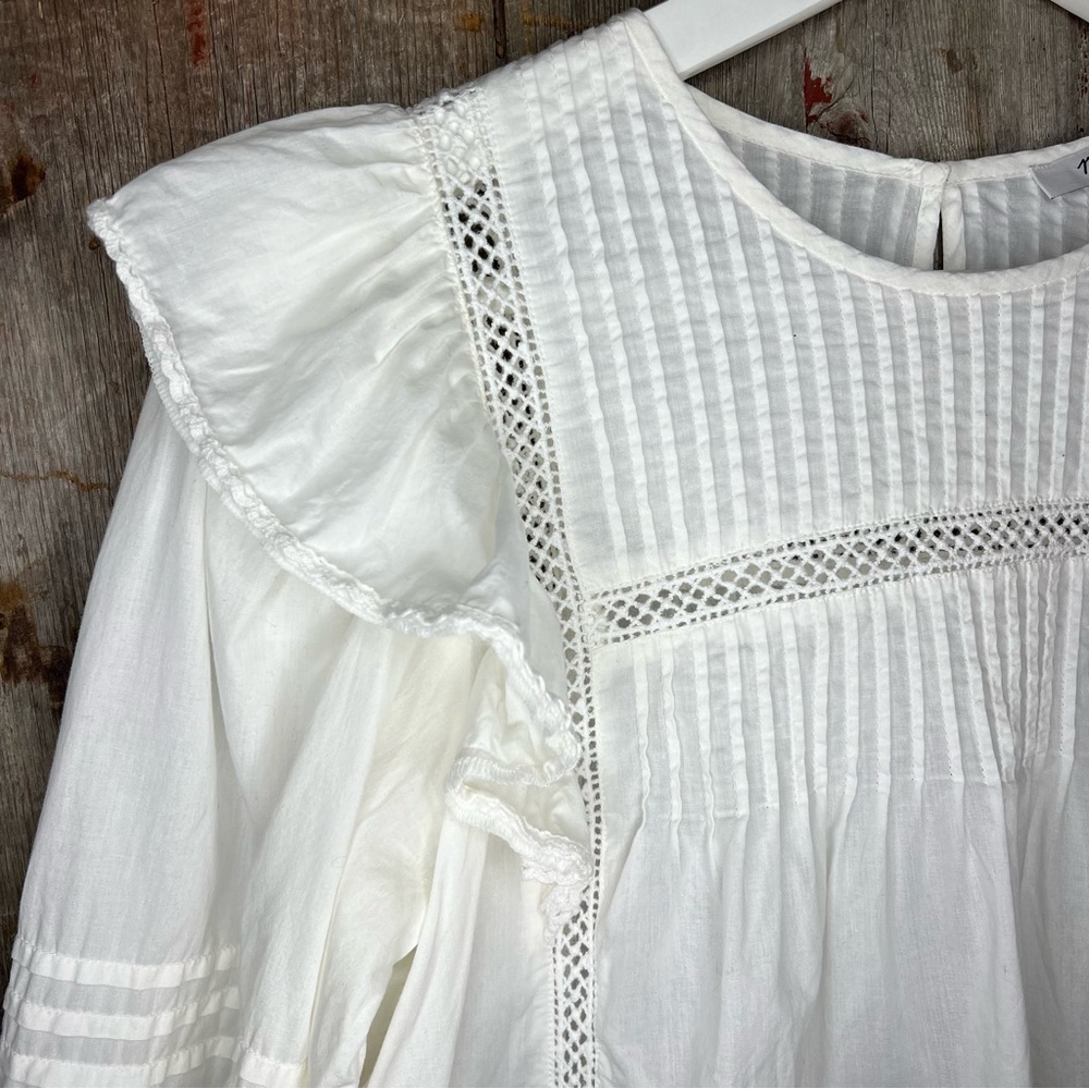 Madewell Kaisley Top Voile White Pin Tuck Ruffle Blouse small - Picture 5 of 13